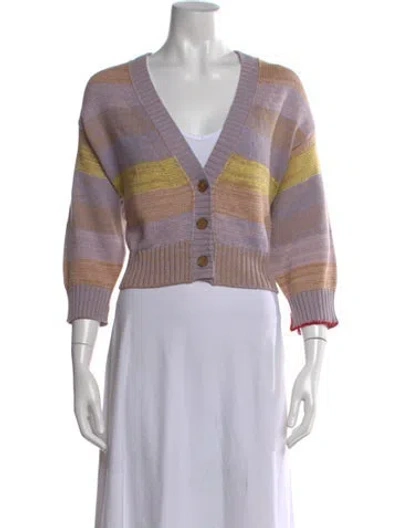 Pre-owned Raquel Allegra Striped V-neck Sweater In Multi