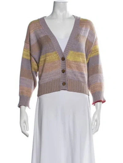 Pre-owned Raquel Allegra Striped V-neck Sweater In Multicolor
