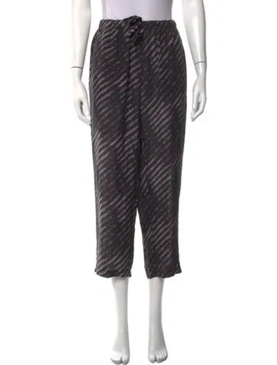 Pre-owned Raquel Allegra Striped Wide Leg Pants In Black