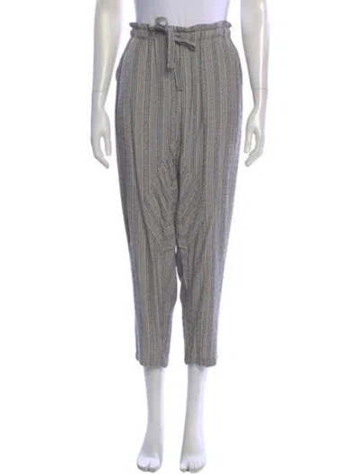 Pre-owned Raquel Allegra Striped Wide Leg Pants In Neutral