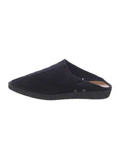 Pre-owned Raquel Allegra Suede Mules In Blue