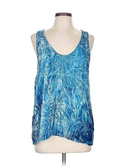 Pre-owned Raquel Allegra Tank Top Blue Halter Neckline Tops