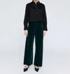 Raquel Allegra The Artist Crop Button Down Shirt In Black In Black