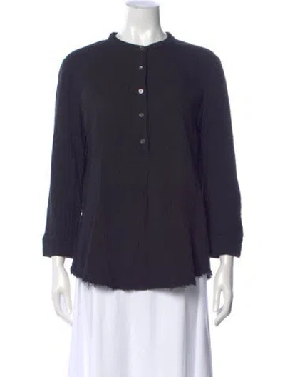Pre-owned Raquel Allegra Three-quarter Sleeve Top In Blue