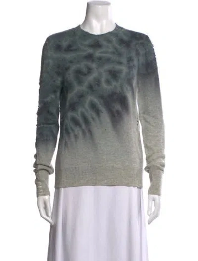 Pre-owned Raquel Allegra Tie Dye Distressed Merino Wool Sweater In Blue/grey