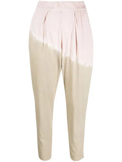 Raquel Allegra Tie-dye Print Cotton Trousers In Pink