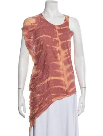 Pre-owned Raquel Allegra Tie-dye Print Asymmetrical Top In Blue