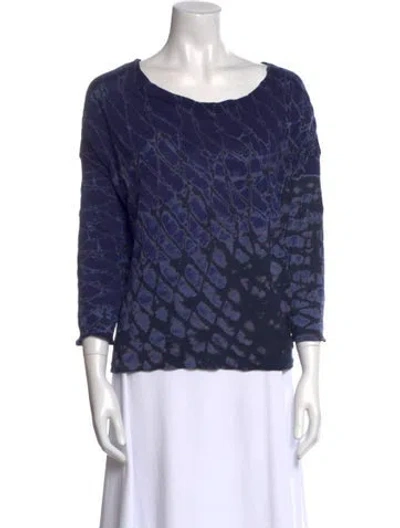Pre-owned Raquel Allegra Tie-dye Print Bateau Neckline Blouse In Blue
