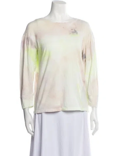 Pre-owned Raquel Allegra Tie-dye Print Bateau Neckline Blouse In Neutral