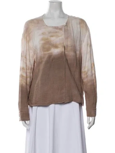 Pre-owned Raquel Allegra Tie-dye Print Bateau Neckline Sweater In Neutral