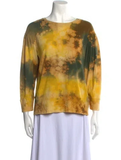 Pre-owned Raquel Allegra Tie-dye Print Bateau Neckline Sweatshirt In Yellow