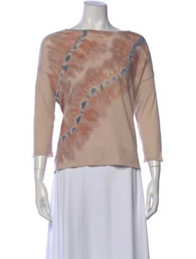 Pre-owned Raquel Allegra Tie-dye Print Bateau Neckline Top In Pink
