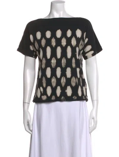 Pre-owned Raquel Allegra Tie-dye Print Bateau Neckline T-shirt In Black