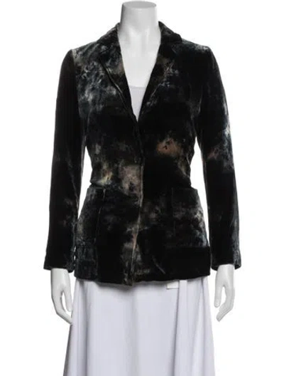 Pre-owned Raquel Allegra Tie-dye Print Blazer In Blue