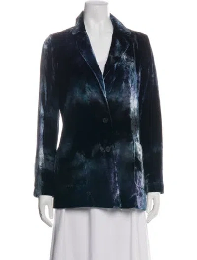 Pre-owned Raquel Allegra Tie-dye Print Blazer In Blue