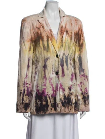 Pre-owned Raquel Allegra Tie-dye Print Blazer In Neutrals