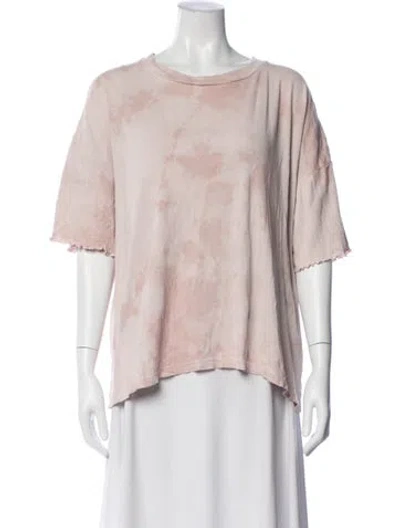 Pre-owned Raquel Allegra Tie-dye Print Cowl Neck T-shirt In Pink