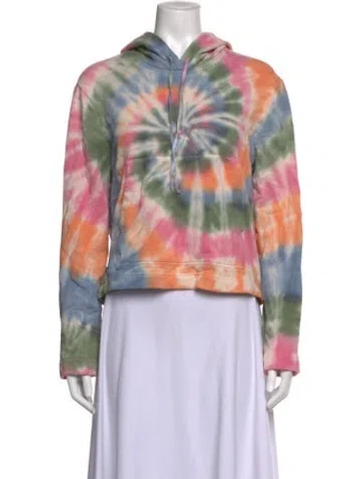 Pre-owned Raquel Allegra Tie-dye Print Crew Neck Hoodie In Pink