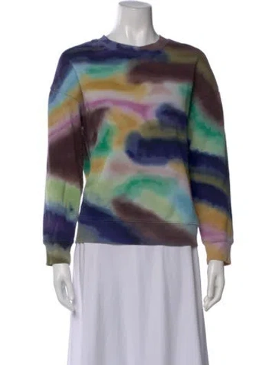 Pre-owned Raquel Allegra Tie-dye Print Crew Neck Sweatshirt In Blue