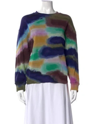 Pre-owned Raquel Allegra Tie-dye Print Crew Neck Sweatshirt In Blue