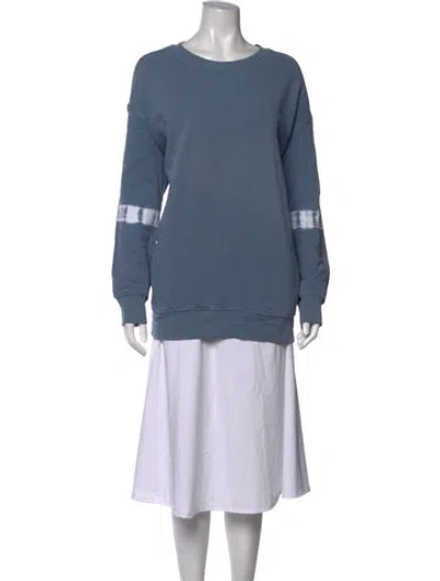 Pre-owned Raquel Allegra Tie-dye Print Crew Neck Sweatshirt In Blue