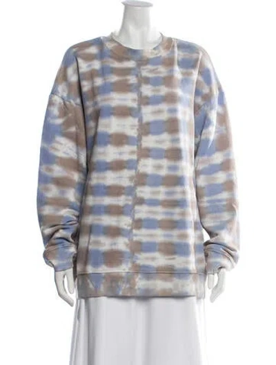 Pre-owned Raquel Allegra Tie-dye Print Crew Neck Sweatshirt In Blue/grey