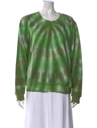 Pre-owned Raquel Allegra Tie-dye Print Crew Neck Sweatshirt In Green
