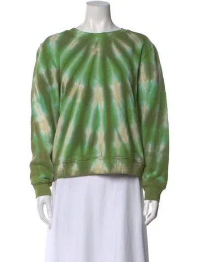 Pre-owned Raquel Allegra Tie-dye Print Crew Neck Sweatshirt W/ Tags In Green