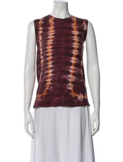 Pre-owned Raquel Allegra Tie-dye Print Crew Neck Top