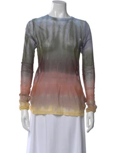 Pre-owned Raquel Allegra Tie-dye Print Crew Neck Top In Blue