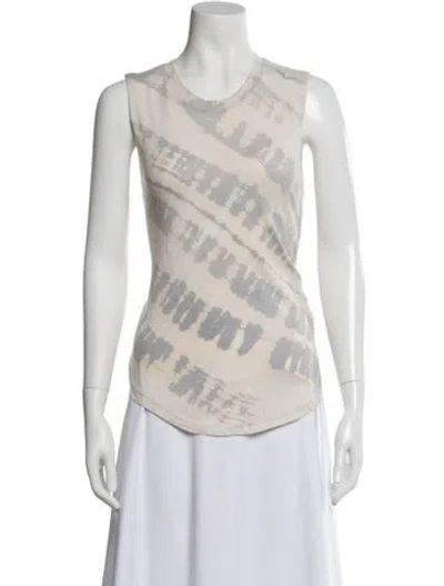 Pre-owned Raquel Allegra Tie-dye Print Crew Neck Top In Gray