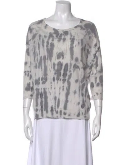 Pre-owned Raquel Allegra Tie-dye Print Crew Neck Top In Gray
