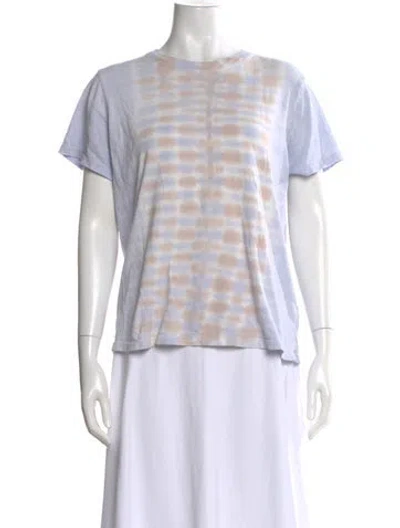 Pre-owned Raquel Allegra Tie-dye Print Crew Neck T-shirt In Blue