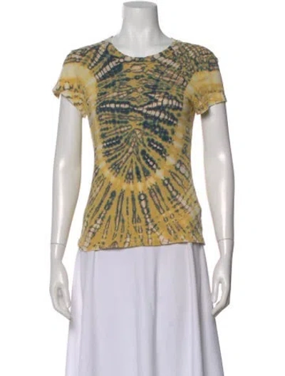 Pre-owned Raquel Allegra Tie-dye Print Crew Neck T-shirt In Blue