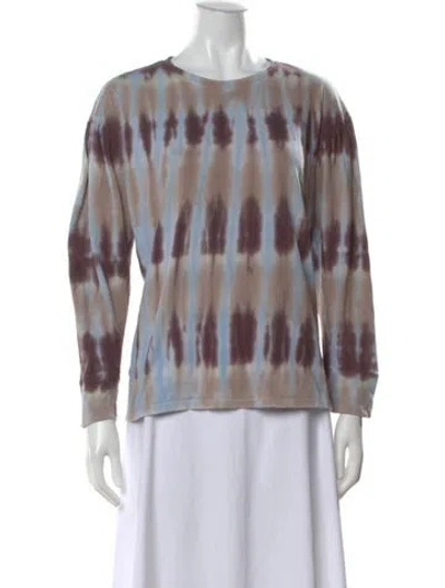 Pre-owned Raquel Allegra Tie-dye Print Crew Neck T-shirt In Blue