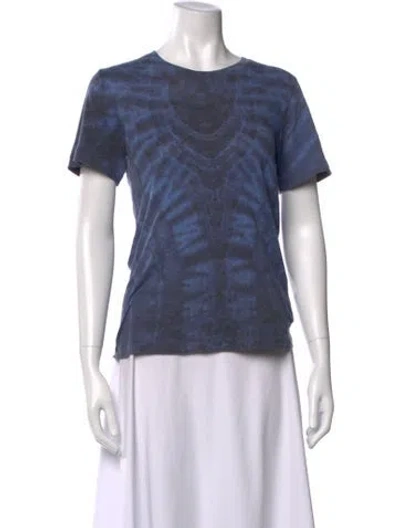 Pre-owned Raquel Allegra Tie-dye Print Crew Neck T-shirt In Blue
