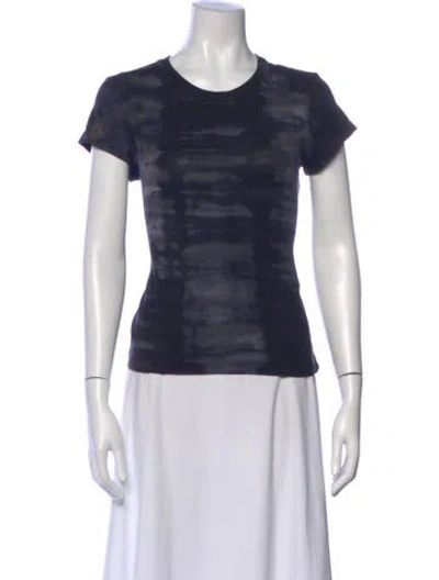 Pre-owned Raquel Allegra Tie-dye Print Crew Neck T-shirt In Blue