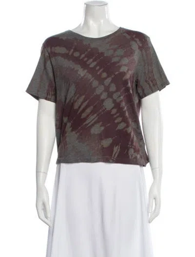 Pre-owned Raquel Allegra Tie-dye Print Crew Neck T-shirt In Burgundy