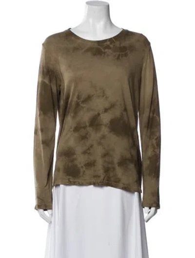 Pre-owned Raquel Allegra Tie-dye Print Crew Neck T-shirt In Green