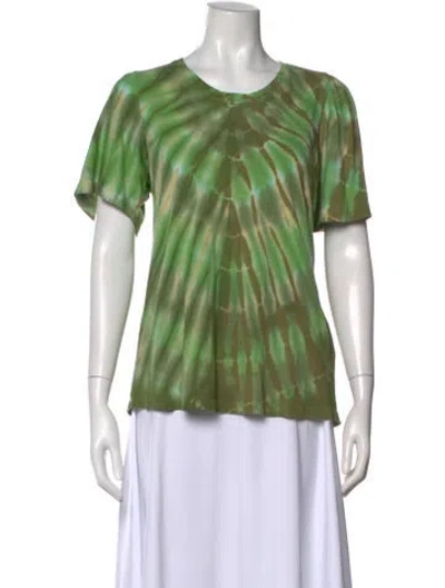Pre-owned Raquel Allegra Tie-dye Print Crew Neck T-shirt In Green