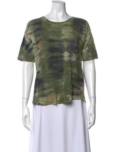 Pre-owned Raquel Allegra Tie-dye Print Crew Neck T-shirt In Green
