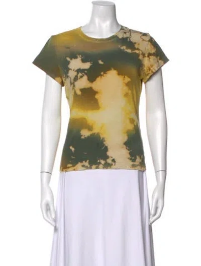 Pre-owned Raquel Allegra Tie-dye Print Crew Neck T-shirt In Multi