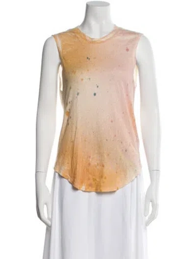Pre-owned Raquel Allegra Tie-dye Print Crew Neck T-shirt In Neutral