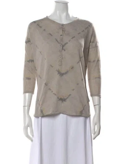 Pre-owned Raquel Allegra Tie-dye Print Crew Neck T-shirt In Neutral