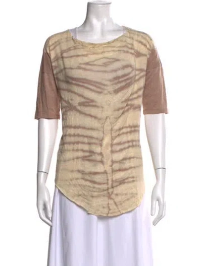 Pre-owned Raquel Allegra Tie-dye Print Crew Neck T-shirt In Neutral