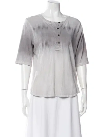 Pre-owned Raquel Allegra Tie-dye Print Crew Neck T-shirt In Neutral