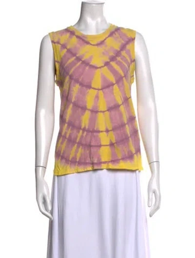 Pre-owned Raquel Allegra Tie-dye Print Crew Neck T-shirt In Pink