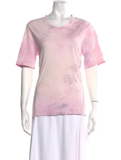 Pre-owned Raquel Allegra Tie-dye Print Crew Neck T-shirt In Pink
