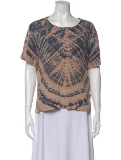 Pre-owned Raquel Allegra Tie-dye Print Crew Neck T-shirt In Purple