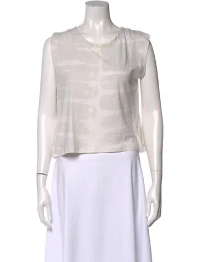 Pre-owned Raquel Allegra Tie-dye Print Crew Neck T-shirt In White